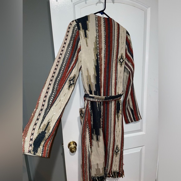 New! 🤠 Ramy Brook Cody Belted Fringe Jacquard Western Boho Cardigan/ Jacket 🤠 S - Picture 11 of 16